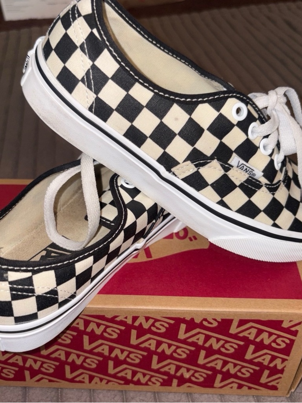 Vans Women’s Checkerboard Lace-Up Sneakers - Black & Cream